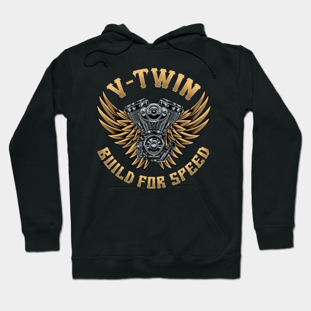 Motorcycle Engine & Golden Wings Hoodie by OXVIANART